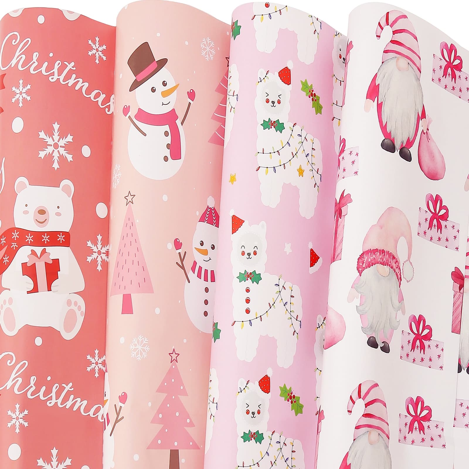 Pink Christmas gift wrapping paper