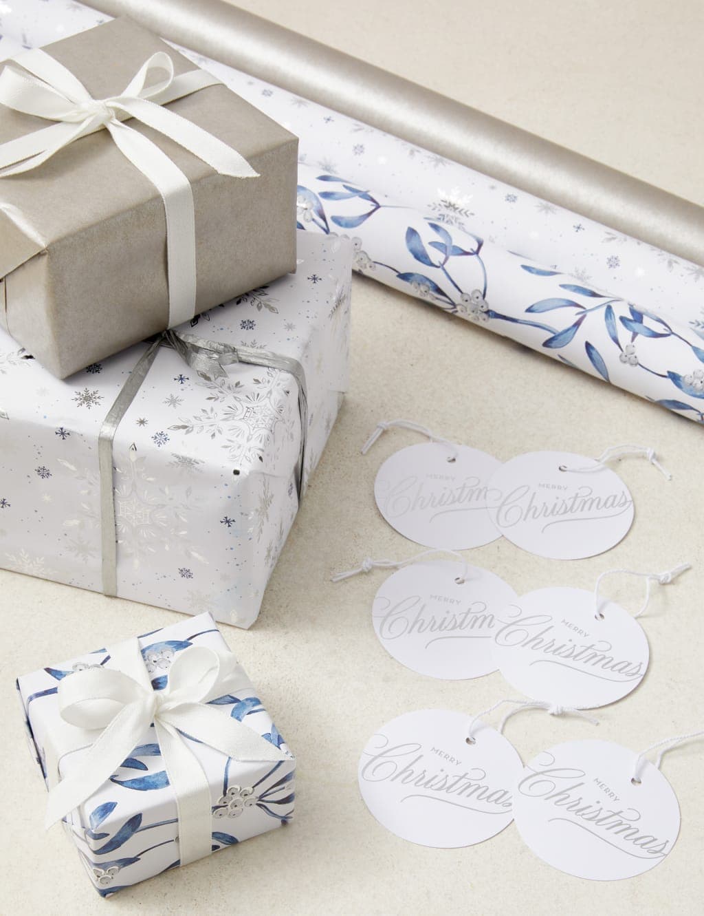 White Christmas gift wrapping paper