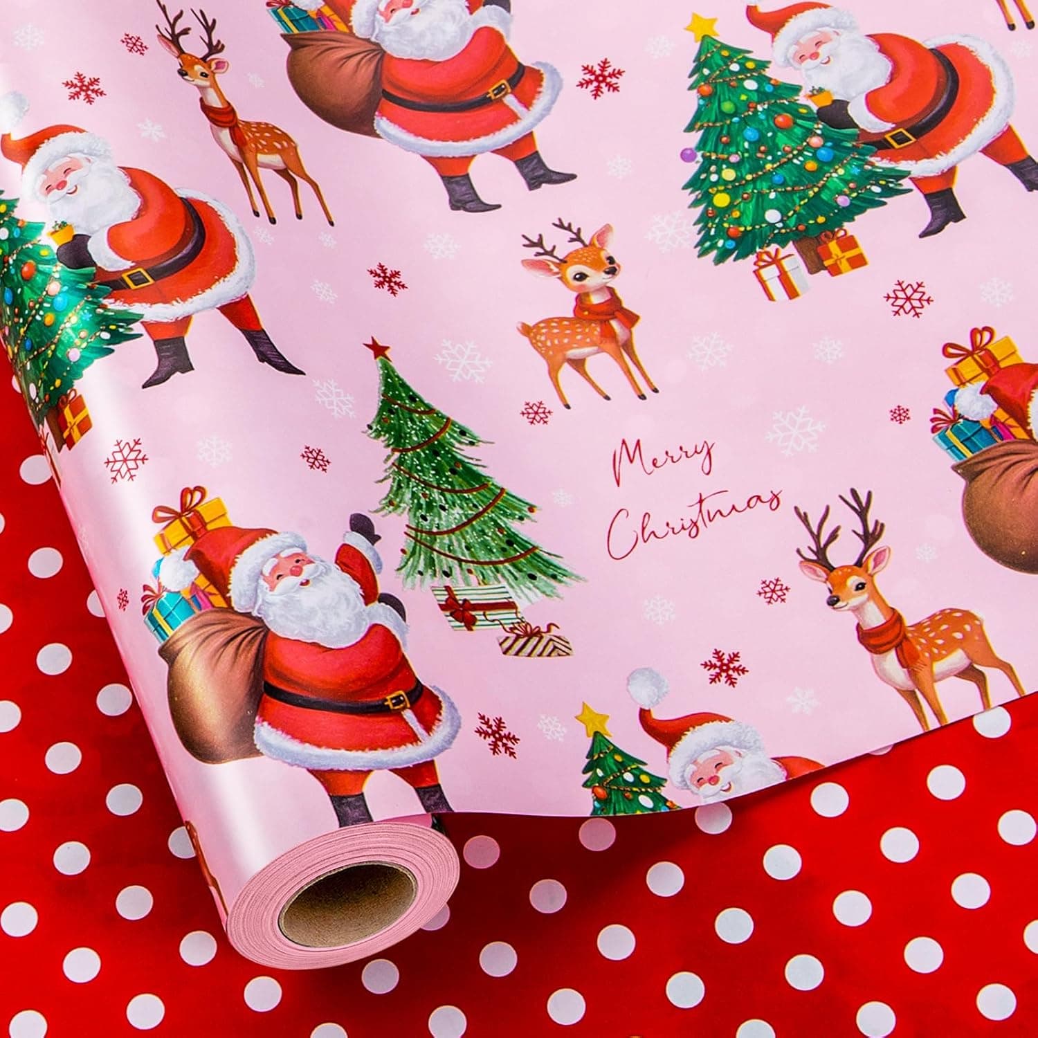 Christmas gift paper with Santa Claus pattern