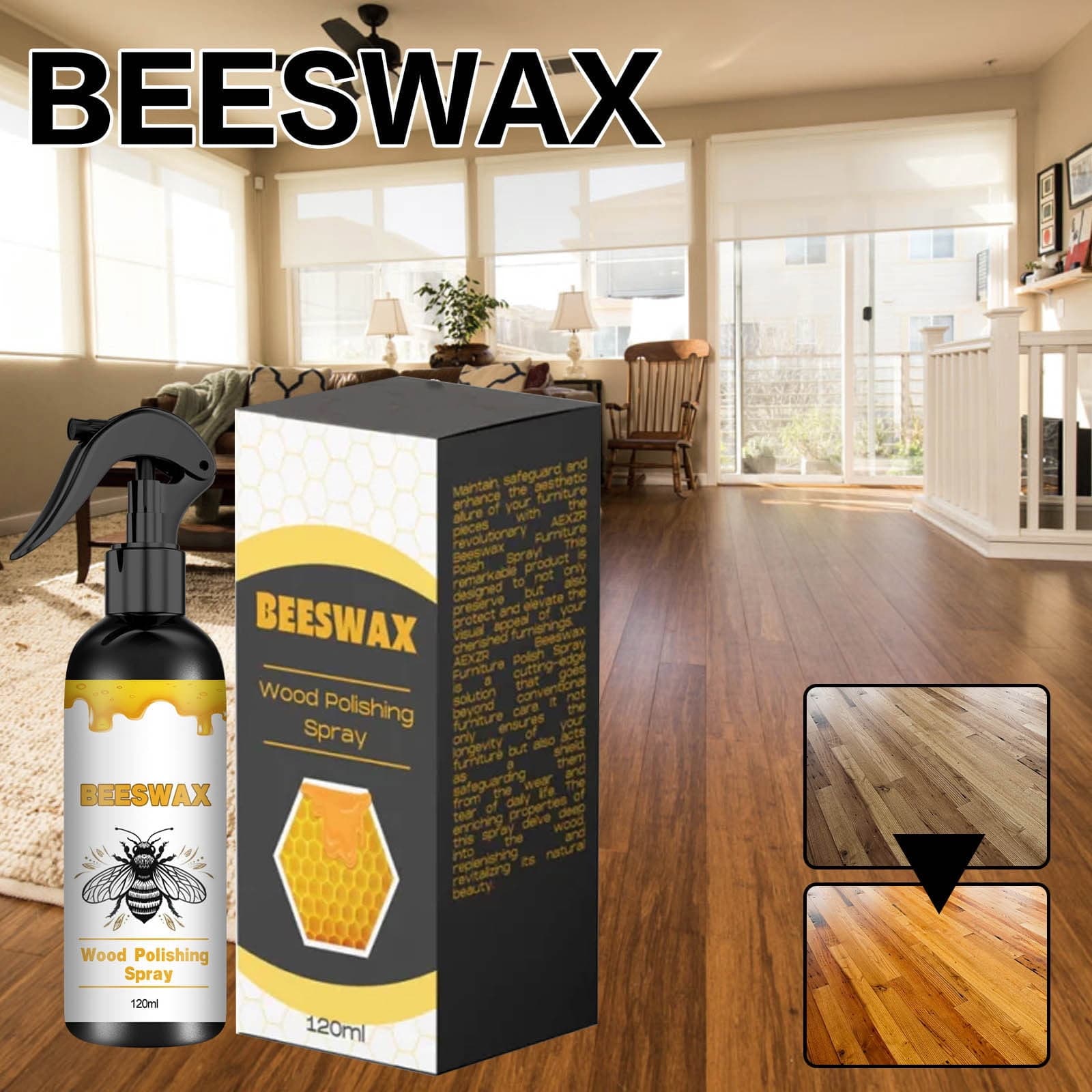 Pack Of 2: Wood Furniture Care Spray Beeswax Orange Oil Wood Polishing 150ml