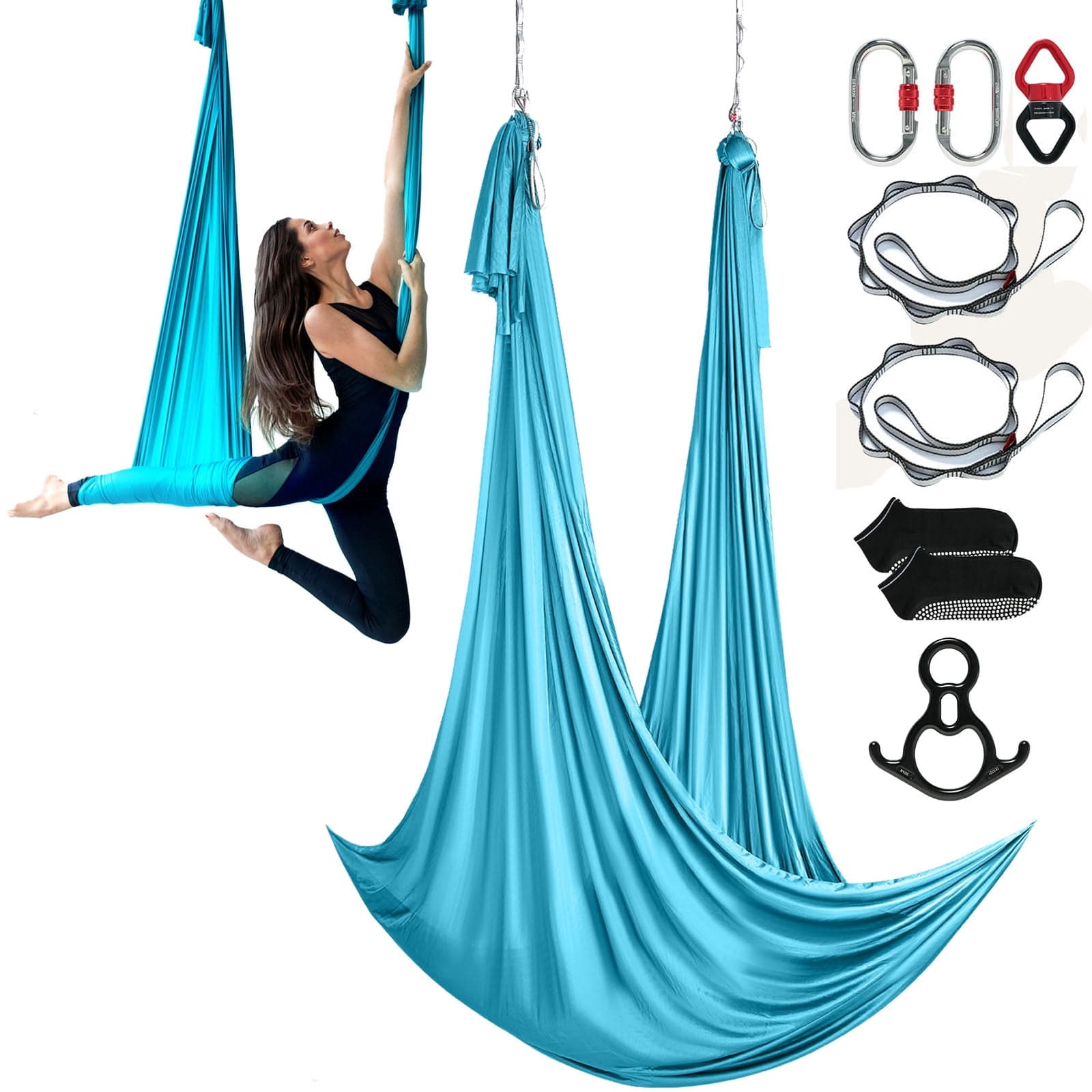 Aerial Silk and Yoga Swing, 11 Yards, Aerial Yoga Hammock Kit with 100Gsm Nylon