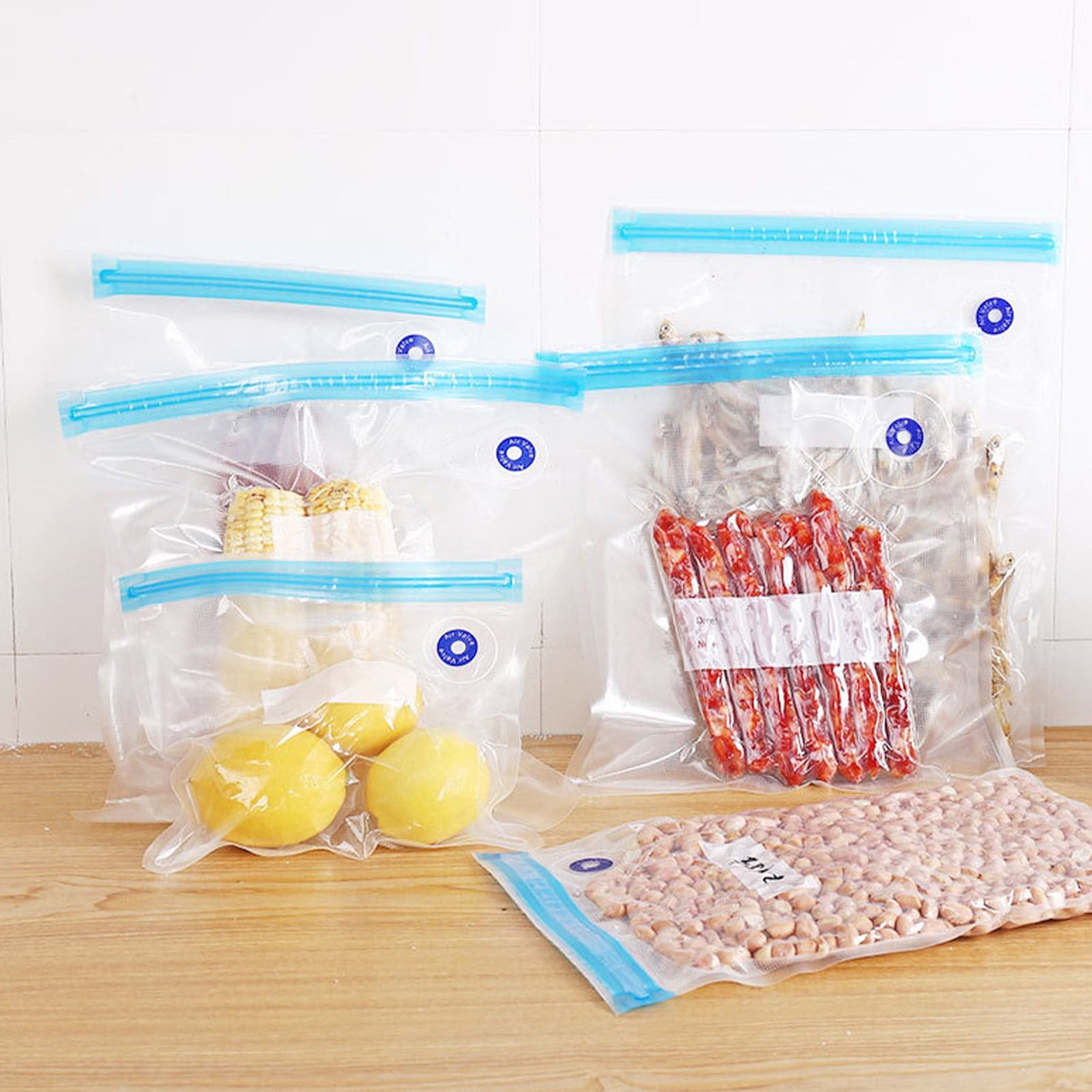 Double Zipper Clear Food Storage Bags, No Vacuum Needed, 8” x 12”, 25-Pack