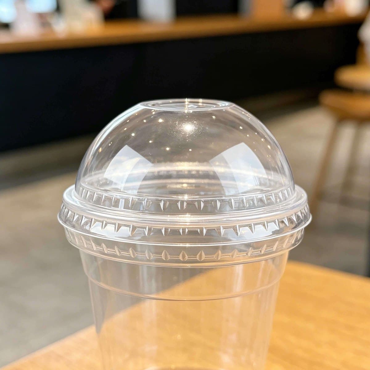 PET Dome Lid for 98mm PET Cold Cup with Straw Slot,3.9g