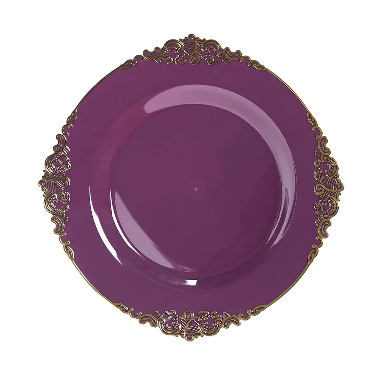 Retro Purple and Gold Plastic Party Plates (175-Count Bulk Pack)