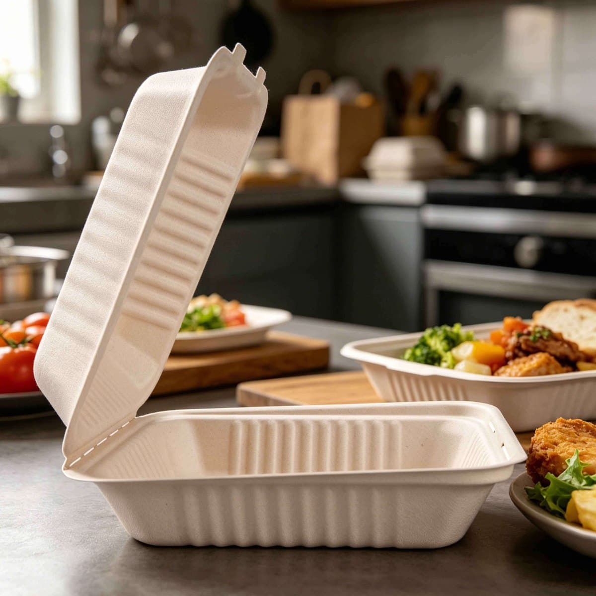 9"x9" Bagasse Clamshell