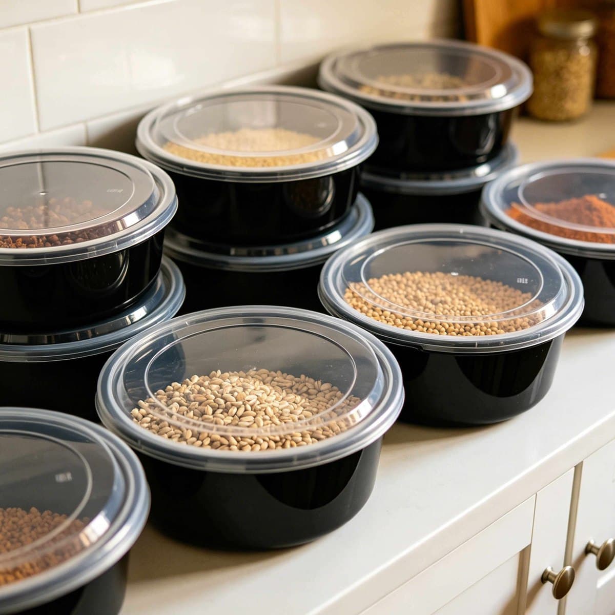 24oz/32oz/48oz PP Injected Microwave Round Container (Combo Pack)