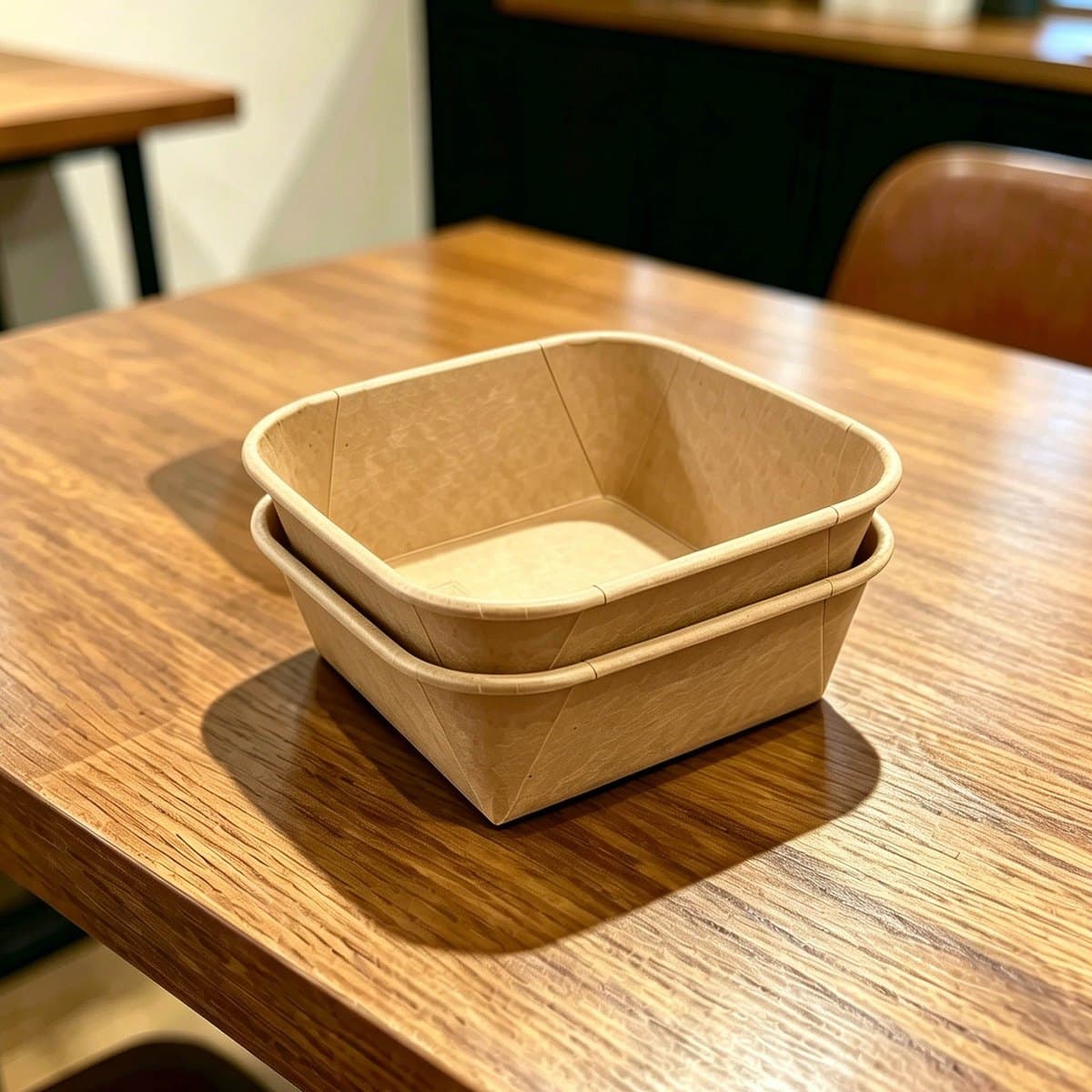 Kraft square paperboard container 16oz