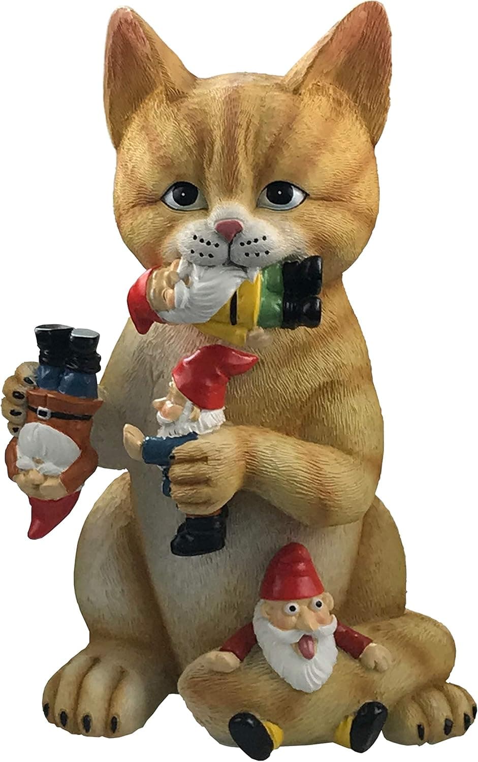 Mischievous Cat Gnome Massacre Garden Statue Mark & Margot Weatherproof