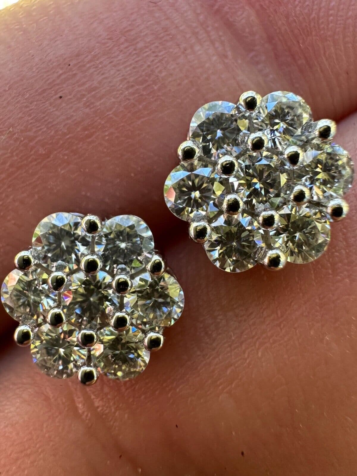 Moissanite VVS Flower Cluster Earrings 925 Silver Stud Earrings